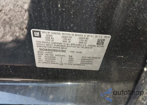 2014 Chevrolet Silverado K1500 Ltz from USA, damaged, VIN 3GCUKSEC6EG567892